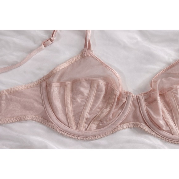 New Victoria's Secret Satin Second Skin Bra Panty Set Size 38C Thong Large Vtg - Picture 8 of 16